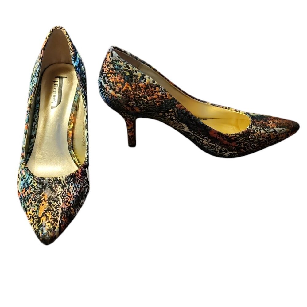 Size 8 J. Renee Dalorita Multi-Color Metallic Heels 3" High Heels Exc. Condition